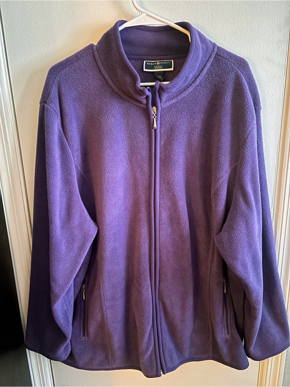 Karen Scott Purple Full-Zip Fleece Utility Jacket